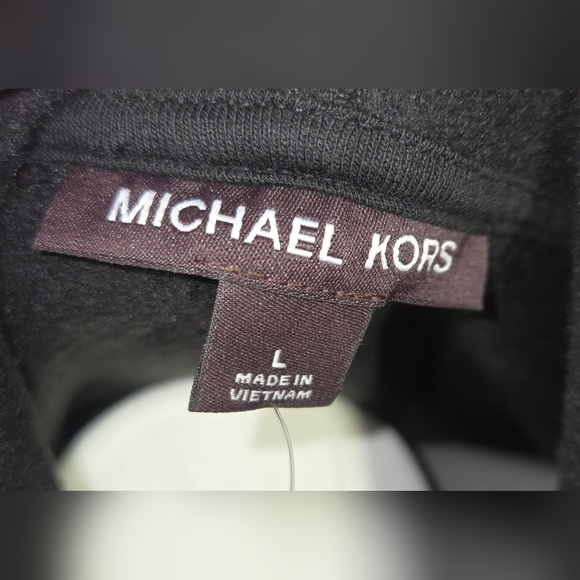 NWT Michael Kors Black Cotton Blend Pullover Drawstring Hoodie Size Large - Picture 6 of 8